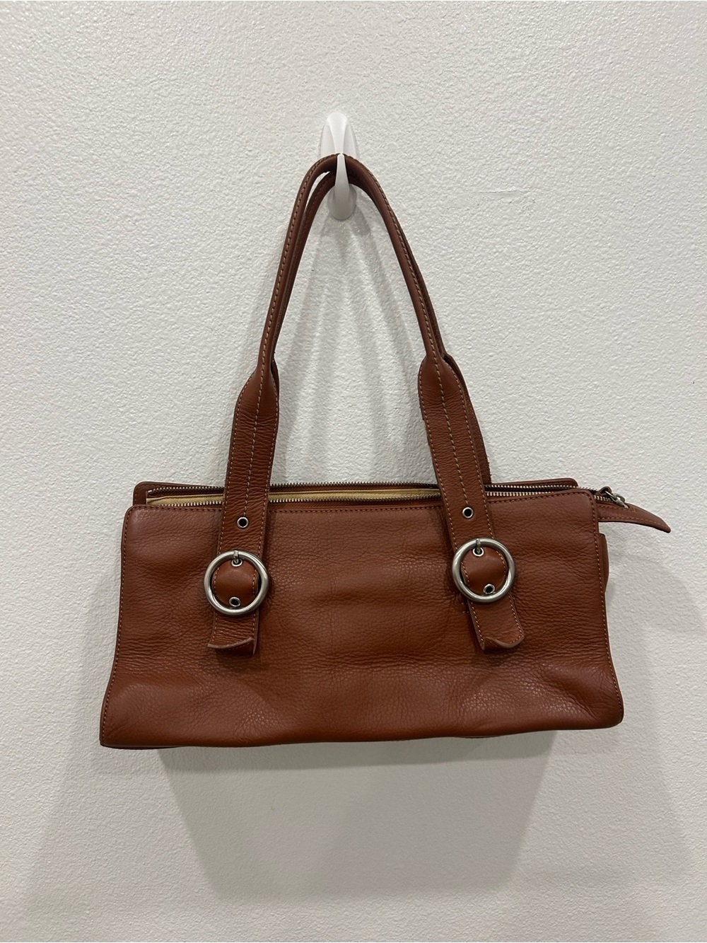2 Pack Brown and Red Leather Baguette Bags